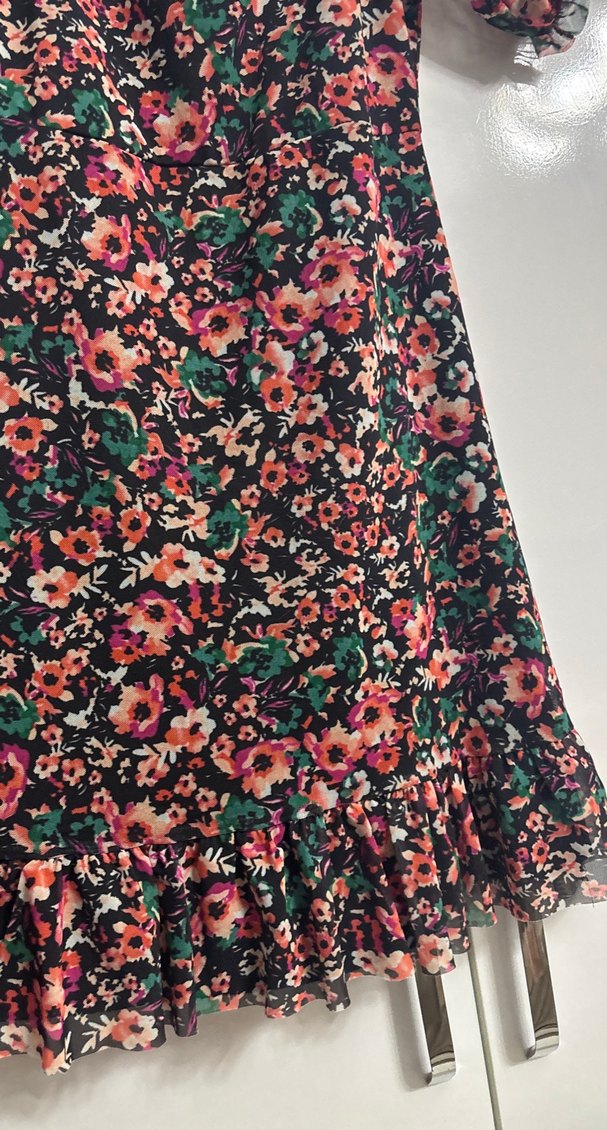 Kısa Kollu Çiçek Desenli Midi Bohem Elbise - Görsel 4