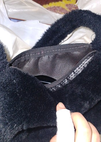 Siyah Peluş Kadın Omuz Çantası - Görsel 2