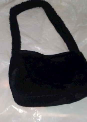 Siyah Peluş Kadın Omuz Çantası - Görsel 3