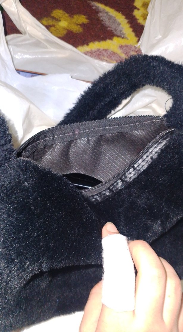 Siyah Peluş Kadın Omuz Çantası - Görsel 2