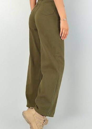 Kadın Haki renkli Midi Boy Regular Fit Jean - Görsel 2