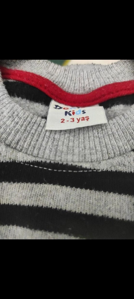 Gri Çizgili Erkek Çocuk Sweatshirt - Görsel 3