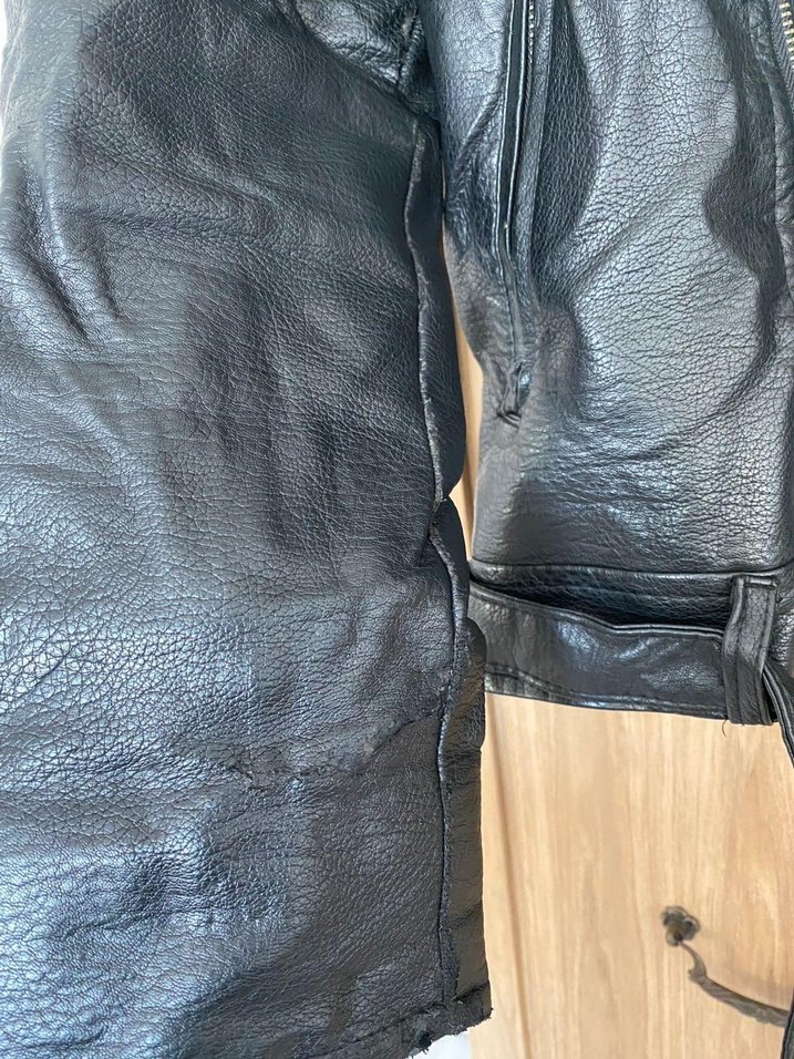 erkek Siyah Deri Biker Ceket - Görsel 4