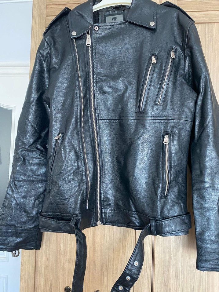 erkek Siyah Deri Biker Ceket - Görsel 2