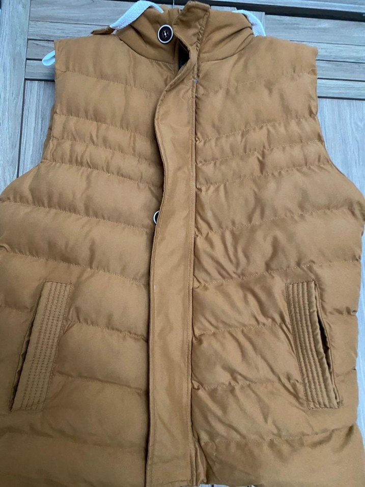 Düğmeli Kahverengi Yelek, Yüksek Yaka, Normal Boy - Görsel 3