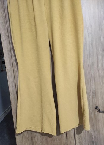 Bej Kadın Bol Kesim Keten Pantolon - Görsel 2