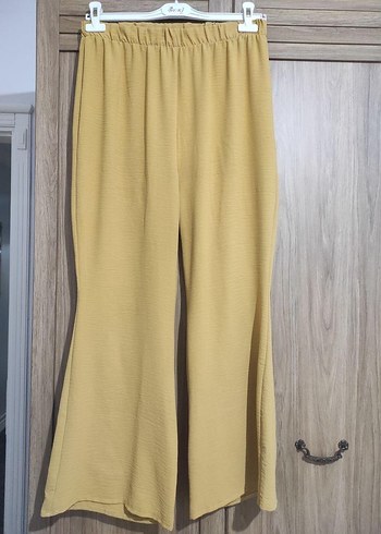 Bej Kadın Bol Kesim Keten Pantolon - Görsel 3