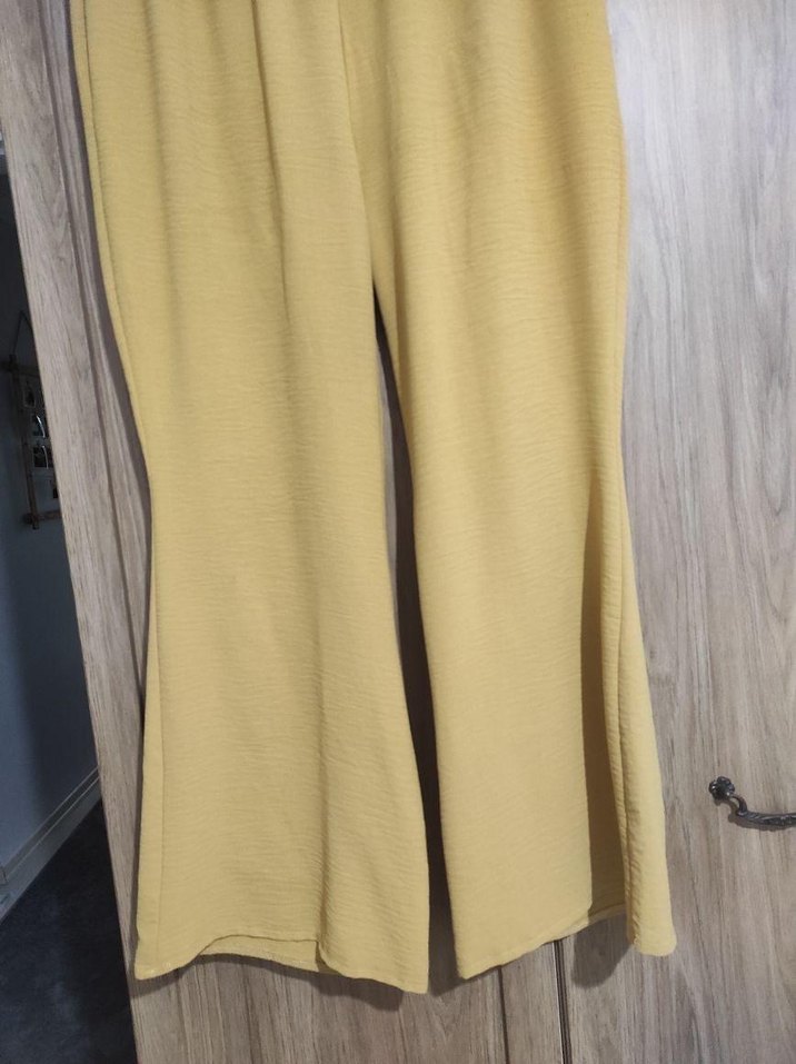 Bej Kadın Bol Kesim Keten Pantolon - Görsel 2