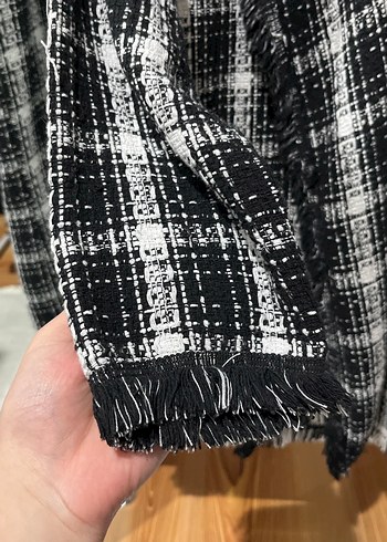 Düğmeli Gri Ekoseli Midi Kadın Kaban - Görsel 3