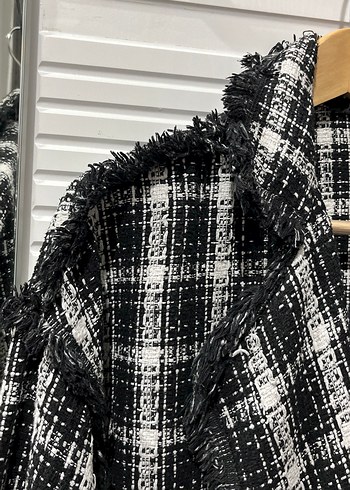 Düğmeli Gri Ekoseli Midi Kadın Kaban - Görsel 4