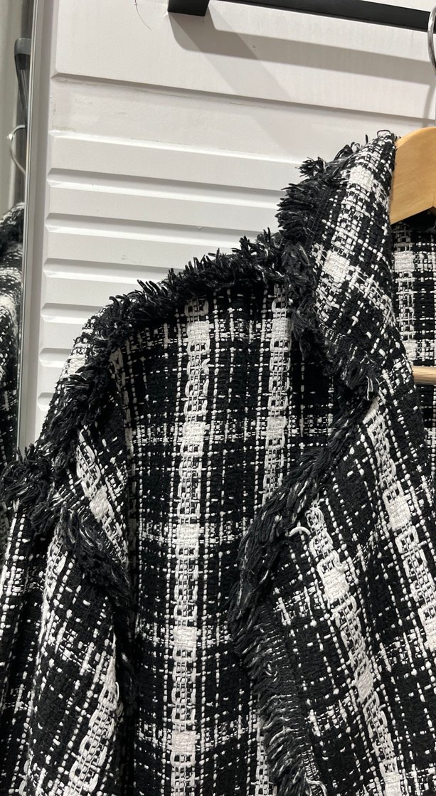 Düğmeli Gri Ekoseli Midi Kadın Kaban - Görsel 4