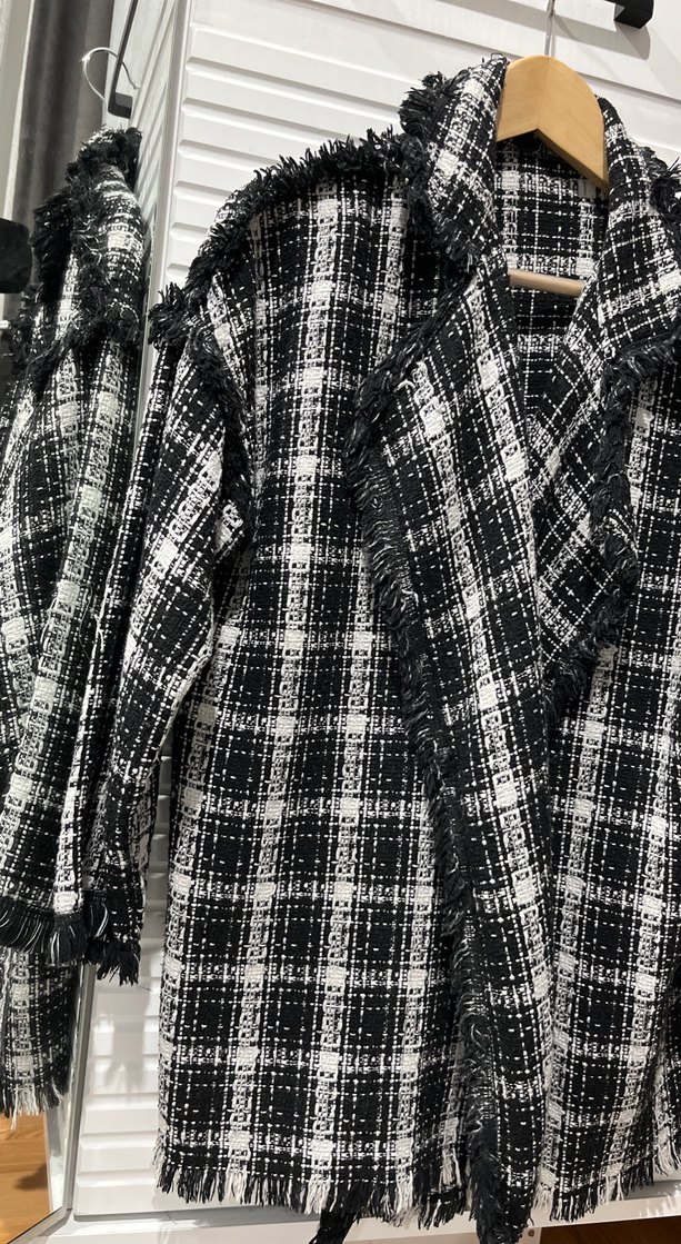 Düğmeli Gri Ekoseli Midi Kadın Kaban - Görsel 2