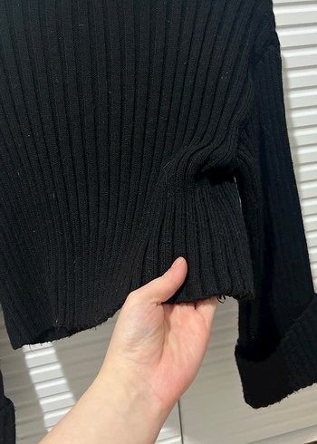 Siyah Örgü Boğazlı Kadın Kazak - Görsel 4