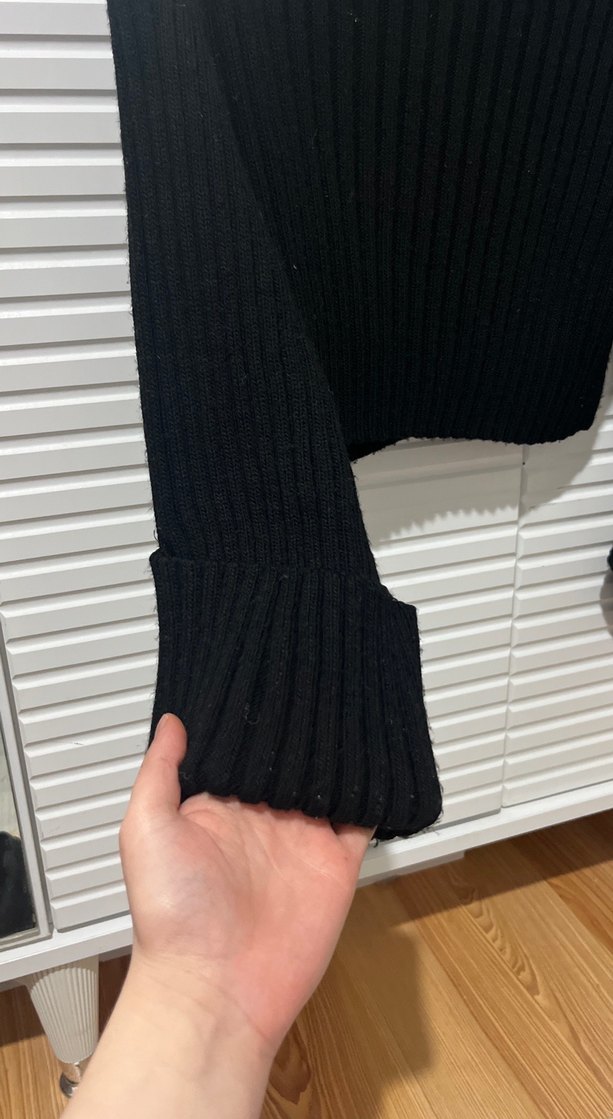 Siyah Örgü Boğazlı Kadın Kazak - Görsel 2