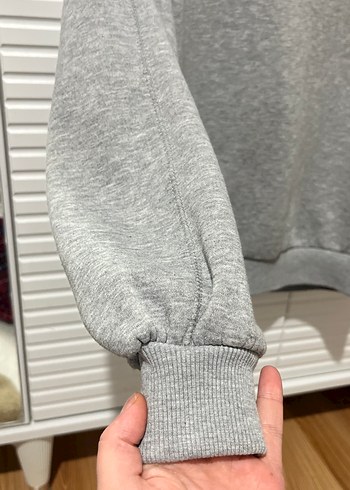 Gri Yüksek Yakalı Kadın Sweatshirt - Görsel 2