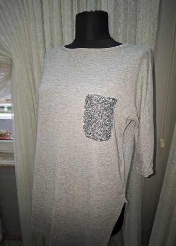 Gri Mini Triko Kadın Kazak - Görsel 2