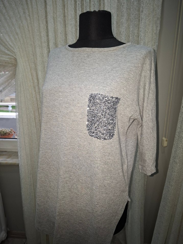 Gri Mini Triko Kadın Kazak - Görsel 2