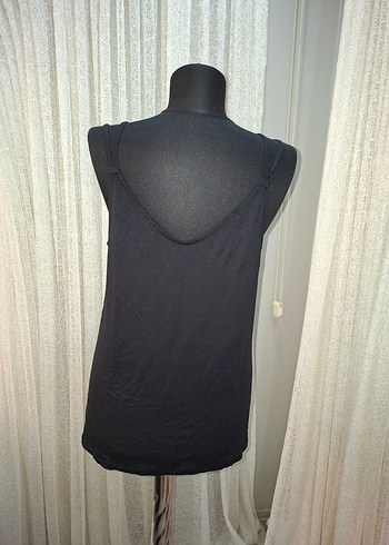 Kadın Siyah V Yaka Kolsuz Midi Atlet,Bluz - Görsel 3