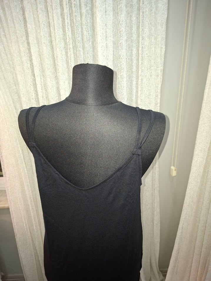 Kadın Siyah V Yaka Kolsuz Midi Atlet,Bluz - Görsel 4