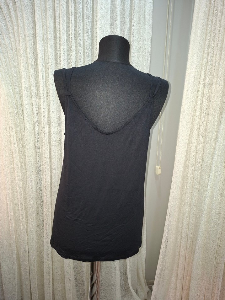 Kadın Siyah V Yaka Kolsuz Midi Atlet,Bluz - Görsel 3