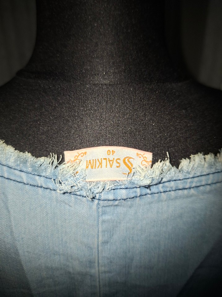 Nakışlı Bohem Uzun Mavi Elbise - Görsel 4