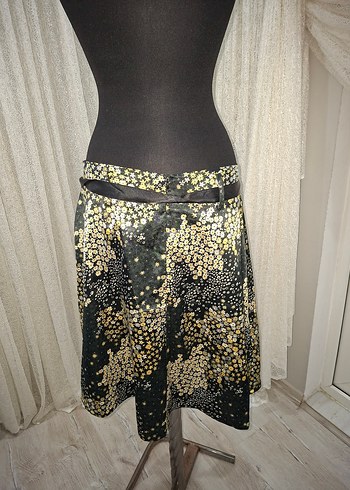 Drapeli orta boy Bağcıklı Kadın Etek - Görsel 3