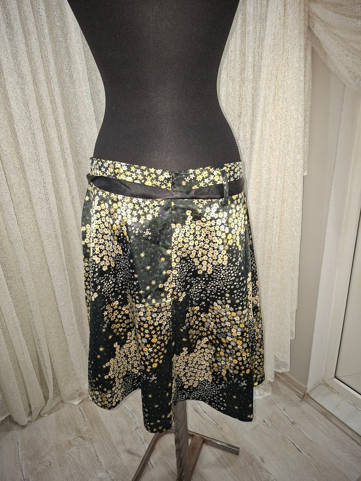 Drapeli orta boy Bağcıklı Kadın Etek - Görsel 3