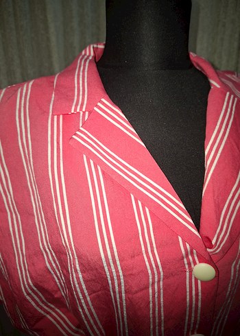 Pembe Çizgili Uzun Salaş Bohem Elbise - Görsel 2