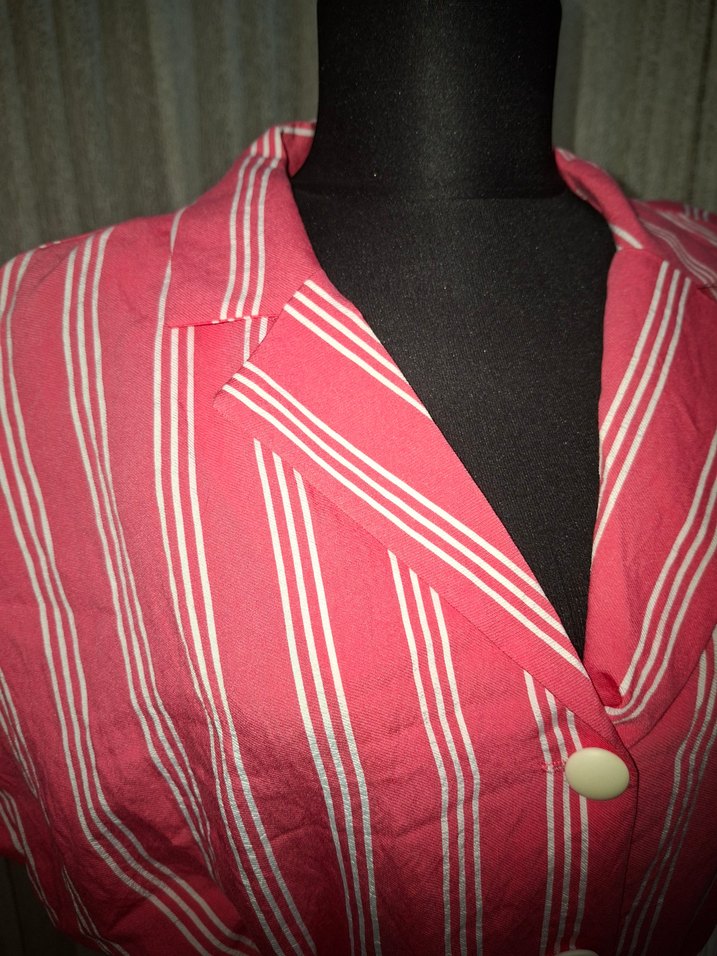 Pembe Çizgili Uzun Salaş Bohem Elbise - Görsel 2