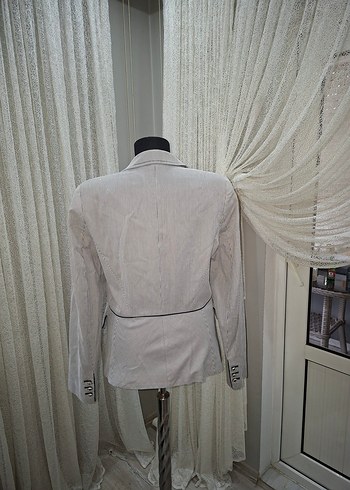 Düğmeli Gri Kadın Blazer Ceket - Görsel 4