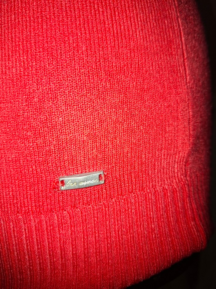 Kırmızı Kadın Triko Uzun Kollu Kazak - Görsel 2