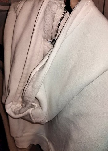 Fermuarlı Beyaz Kadın Sweatshirt - Görsel 2