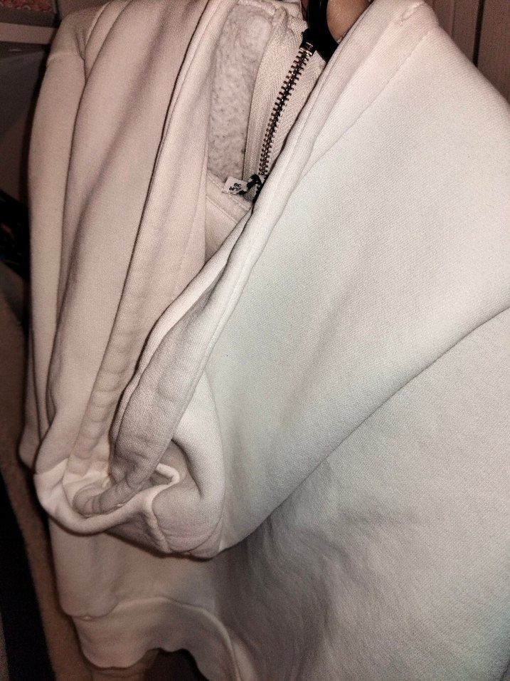 Fermuarlı Beyaz Kadın Sweatshirt - Görsel 2