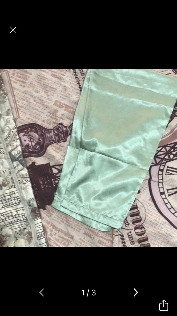 Uzun Kollu uzun pacali Yeşil Saten Gömlek - Görsel 2