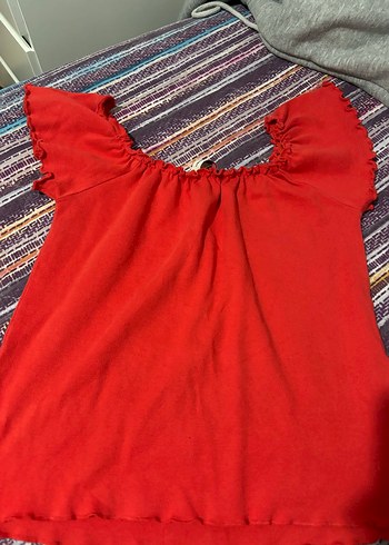 Kırmızı Volanlı Hamile Bluzu - Görsel 2