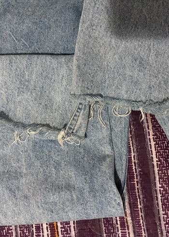 Gri Mavi Batik Desenli Salaş Kadın Kot Pantolon - Görsel 3