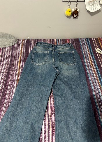 Kadın Geniş Kesim Midi Boy Mavi Denim Pantolon - Görsel 2