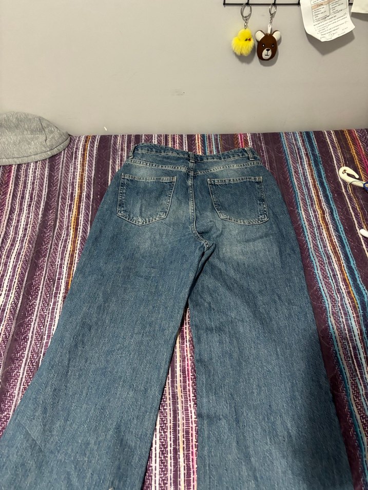Kadın Geniş Kesim Midi Boy Mavi Denim Pantolon - Görsel 2