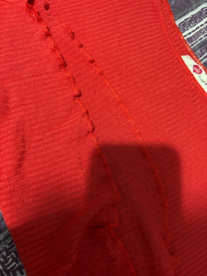 Kadın Kırmızı Triko Uzun Kollu Bluz - Görsel 3