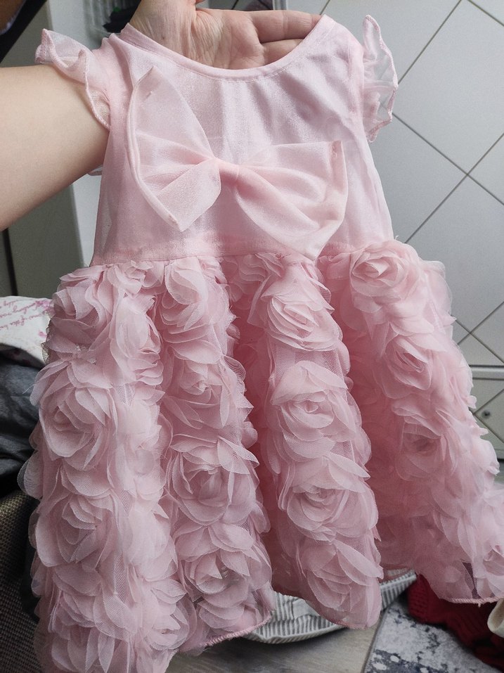 Pembe Fırfırlı Kız Çocuk Elbisesi - Görsel 2