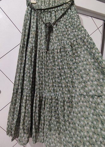 Yeşil Pilili Uzun Bohem Etek - Görsel 4