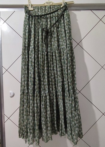 Yeşil Pilili Uzun Bohem Etek - Görsel 2