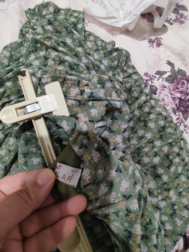 Yeşil Pilili Uzun Bohem Etek - Görsel 3