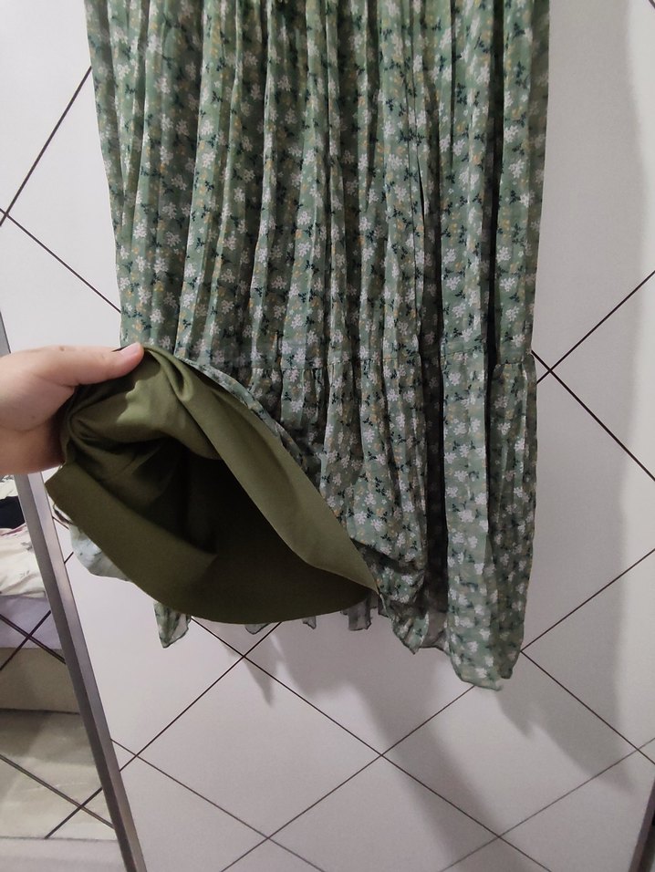 Yeşil Pilili Uzun Bohem Etek - Görsel 5