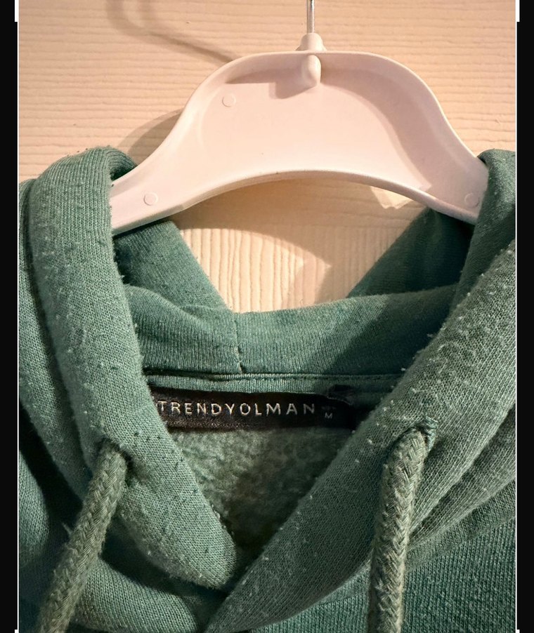 Erkek Haki Kapüşonlu Sweatshirt - Görsel 3