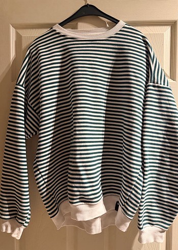 Erkek Yeşil Çizgili Sweatshirt - Görsel 2