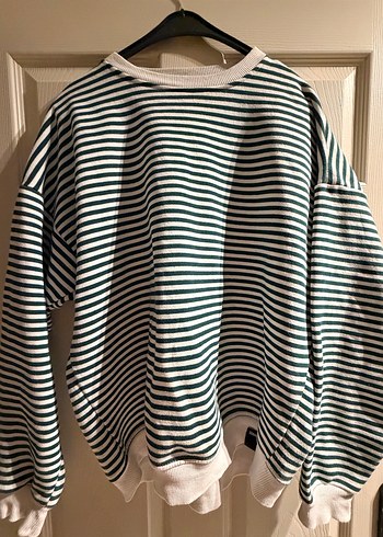 Erkek Yeşil Çizgili Sweatshirt - Görsel 3