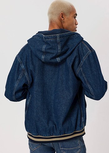 Kapüşonlu Erkek Denim Ceket - Görsel 4