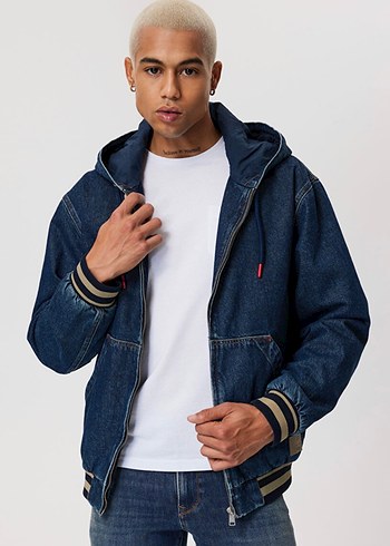 Kapüşonlu Erkek Denim Ceket - Görsel 2