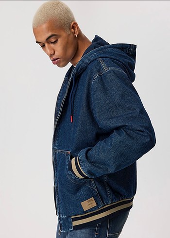 Kapüşonlu Erkek Denim Ceket - Görsel 3